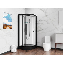 Душевой бокс Damixa Gala Round Slide 53WC-401-090BT (90x90 см, с черным поддоном), фото 