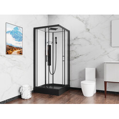 Душевой бокс Damixa Gala Square Slide 53WC-403-090BT (90x90 см, с черным поддоном), фото 