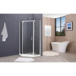 Душевая кабина Damixa Gala Penta Pivot 53WG-405-090WT (90x90 см, стекло прозрачное, профиль белый), фото 