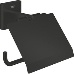 Держатель туалетной бумаги Grohe QuickFix Start Cube Black 411022430 (черный матовый, с крышкой), Цвет производителя: черный матовый, фото 
