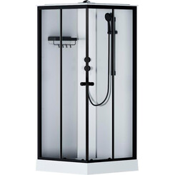 Душовий бокс Am.Pm X-Joy Square W94C-403-090BT (90x90 см, прозоре скло, профіль чорний матовий, з піддоном), Колір виробника: чорний матовий, фото 