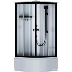 Душовий бокс Am.Pm X-Joy Round Deep W94C-401A-090BT (90x90 см, прозоре скло, профіль чорний матовий, з піддоном), фото 