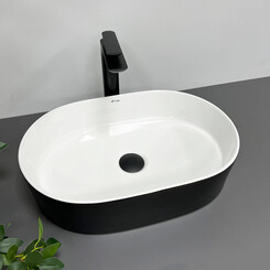 Раковина VBI Verona 50 Black White VBI-011309 (50x37 см, чорна матова/біла глянсова), Доступні розміри: 50 x 37, Колір виробника: білий глянець, чорний матовий, фото 