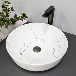 Умивальник VBI Bari S Marmo VBI-011604 (41 см, мармур, чаша), Доступні розміри: 41 x 41, Колір виробника: мармур глянсовий, фото 