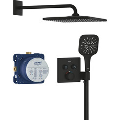 Душова система з термостатом Grohe Grohtherm SmartControl & Rainshower Mono 310 Cube 34865KF0 (чорна матова, прихованого монтажу), фото 