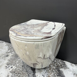 Безободковый подвесной унитаз VBI Vulcano Sand VBI-020404 (серый мрамор, с сиденьем), Цвет производителя: серый мрамор, фото 