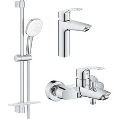 Комплект змішувачів 3 в 1 для ванної кімнати Grohe Eurosmart New M-Size UA123246M3 (33300003+23324003+26907003), фото 