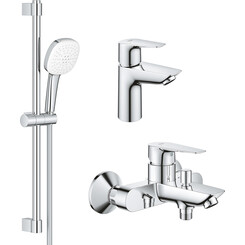 Комплект змішувачів 3 в 1 для ванної кімнати Grohe BauEdge New S-Size UA123365S1 (23605001+23330001+26748003), фото 