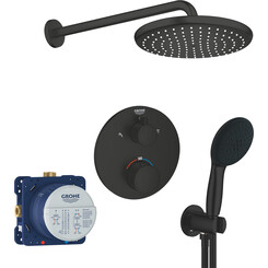 Душевая система с термостатом Grohe Grohtherm & Tempesta 250 UA26415SC9 (1022082430+35604000+264062433+266682430, черная матовая, скрытого монтажа), фото 