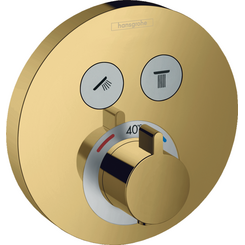 Внешняя часть смесителя скрытого монтажа с термостатом для ванны Hansgrohe ShowerSelect S Polished Gold Optic 15743990 (золотая), Цвет производителя: полированное золото, фото 