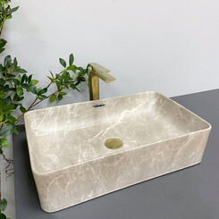 Умивальник VBI Arabba M Beige Stone VBI-013504 (55x35 см, бежевий камінь), Доступні розміри: 55 x 35, Колір виробника: бежевий камінь, фото 