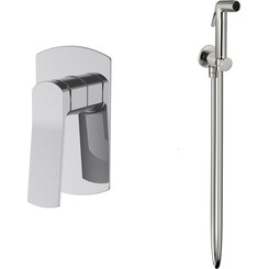 Гигиенический душ со смесителем Volle Solo Cepillado Níquel SET20240404 (1510.101402+1586.190102, никель), Цвет производителя: никель, фото 