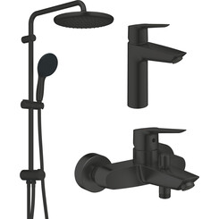 Комплект змішувачів для ванної кімнати Grohe QuickFix Start & Vitalio Start 250 Black M-Size UA303305RM (322782432+235752432+266802431, чорний матовий), фото 