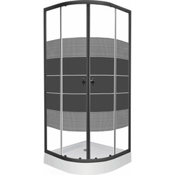 Душевая кабина с поддоном RJ Tulip Black 90ВRZ081Linia (90x90 см, стекло с рисунком, профиль черный матовый), фото 