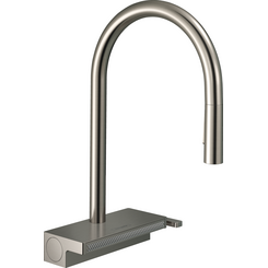 Змішувач для кухні Hansgrohe Aguno Select M81 Stainless Steel Finish 73831800 (нержавіюча сталь, з висувною лійкою та водоспадом), Колір виробника: нержавіюча сталь, фото 