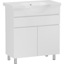 Тумба RJ Iris-XO с умывальником RJ Lotus RJFU034-0165WHSET (RJFU034-0165WH + RZJ201, 65 см, белая глянцевая, напольная), фото 