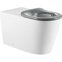 Безободковый напольный унитаз Qtap Freedom Rimless White/Grey QT22223368W (белый/серый, с сиденьем), фото 