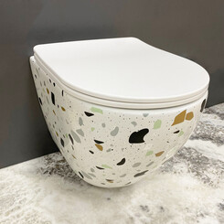 Безободковый подвесной унитаз VBI Vulcano Terazzo VBI-020409 (тераззо, с сиденьем), Цвет производителя: тераззо, фото 