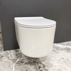 Безободковый подвесной унитаз VBI Tino White VBI-020600 (с сиденьем), фото 