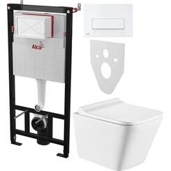 Комплект унітаз з інсталяцією 4 в 1: підвісний унітаз з сидінням Koller Pool Trend TR-0490-RW + інсталяція AlcaPlast AM101/1120 + клавіша змиву AlcaPlast M570 + звукоізоляційна прокладка, Колір виробника: білий матовий, фото 