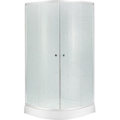 Душевая кабина с поддоном Kroner KRP Harz HarzCFF9090 (C.F.F. 90x90 см, стекло матовое, профиль сатин), Цвет производителя: матовое рифленое стекло, фото 