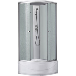 Душевой бокс Kroner KRP Enzo EnzoWDCTF9090 (WD.C.T.F. 90x90 см, стекло матовое, профиль сатин, с поддоном), Цвет производителя: матовое рифленое стекло, фото 