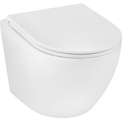 Безободковый подвесной унитаз Kroner Harz WHI493736 (KH493736WHIR, с сиденьем), фото 