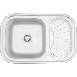 Кухонна мийка Kroner KRP Dekor 7549 (Dekor-754908180, 75x49 см, 0.8 мм, з сифоном), Тип поверхні: декор (рифленая), фото 
