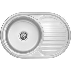 Кухонна мийка Kroner KRP Dekor 7750 (Dekor-775006160, 77x50 см, 0.6 мм, з сифоном), Тип поверхні: декор (рифленая), фото 