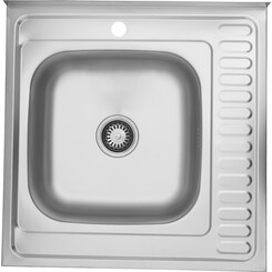 Мийка для кухні Kroner KRP Satin 6060L (Satin-6060L06160, 60x60 см, 0.6 мм, з сифоном), Доступні розміри: 60 x 60 L, Тип поверхні: сатин (матовая), фото 