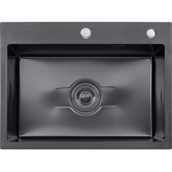 Кухонна мийка Kroner KRP Derby 5843HM PVD (KD5843HM, 58x43 см, 2.5/0.5 мм, з сифоном), Доступні розміри: 58 x 43, Тип поверхні: PVD, фото 