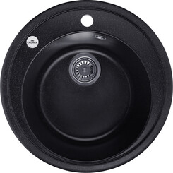 Кухонна мийка Kroner KRP Komposit SCH 510 (KompositSCH-510, чорна, 51 см, із сифоном), Колір виробника: чорний, фото 
