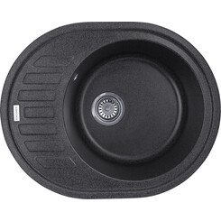 Кухонна мийка Kroner KRP Komposit GRB 6250 (KompositGRB-6250, графіт, 61x49 см, із сифоном), Доступні розміри: 61 x 49, Колір виробника: граніт, фото 