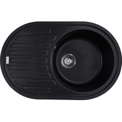 Кухонна мийка Kroner KRP Komposit GRB 7750 (KompositGRB-7750, графіт, 78x50 см, із сифоном), Доступні розміри: 78 x 50, Колір виробника: графіт, фото 