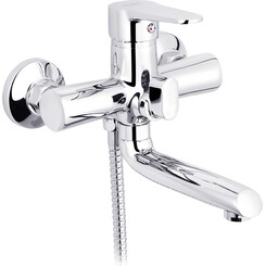 Змішувач для ванни Kroner KRP Elbe C060 (хром, з лійкою та шлангом), Колір виробника: хром, фото 