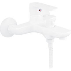 Змішувач для ванни Kroner KRP Fulda W060 (білий матовий, з лійкою та шлангом), фото 