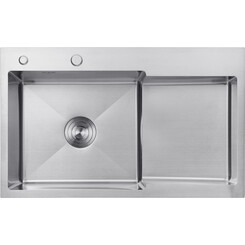 Кухонна мийка Kroner KRP Gebürstet 7848LHM (Geburstet-7848LHM, 78x48 см, 3.0/1.0 мм, з коландером та сифоном), Доступні розміри: 78 x 48 L, фото 