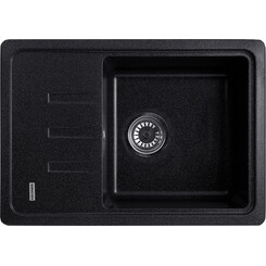 Кухонна мийка Kroner KRP Komposit SCH 6243 (KompositSCH-6243, чорна, 62x43 см, із сифоном), Колір виробника: чорний, фото 