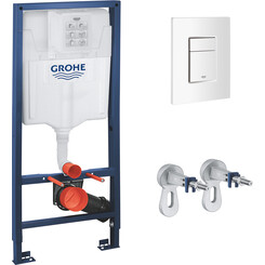 Инсталляция для унитаза 3 в 1 Grohe Rapid SL 38772SH0 (с белой клавишей смыва и креплением), фото 