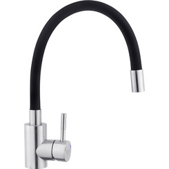 Смеситель для кухни Kroner KRP Edelstahl Klassisch ESG035BLK (нержавейка/черный, c гибким изливом), Цвет производителя: нержавейка, черный, фото 