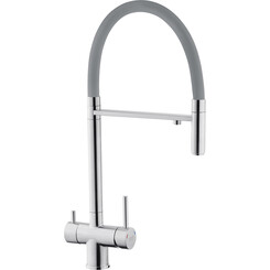 Смеситель для кухни Kroner KRP Edelstahl Klassisch ESG03815GRA (нержавейка/серый, c гибким изливом и подключением питьевой воды), Цвет производителя: нержавейка, серый, фото 