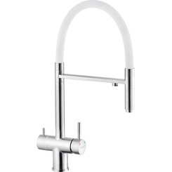 Смеситель для кухни Kroner KRP Edelstahl Klassisch ESG03815WHI (нержавейка/белый, c подключением питьевой воды), Цвет производителя: нержавейка, белый, фото 