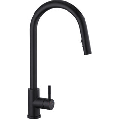 Смеситель для кухни Kroner KRP Edelstahl Klassisch SCH03915 (Klassisch-SCH03916, черный матовый, c выдвижной лейкой), Цвет производителя: черный матовый, фото 