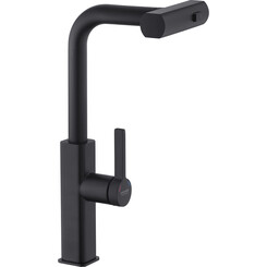 Смеситель для кухни Kroner KRP Edelstahl Klassisch SCH03918 (черный матовый, c выдвижной каскадной лейкой), Цвет производителя: черный матовый, фото 