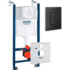 Инсталляция для унитаза 4 в 1 Grohe Rapid SL 3884000G_38732KF0 (с клавишей смыва, прокладкой и креплением к стене), Цвет производителя: черный матовый, фото 