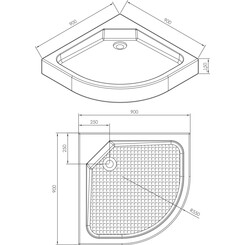 Душевой поддон Imprese s0949090R (90x90 см, с сифоном), фото 