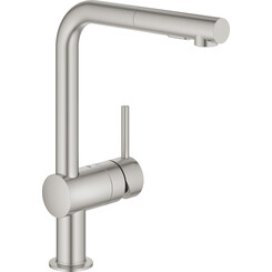 Змішувач для кухні Grohe Vento 30437DC0 (суперсталь, з висувною лійкою), Колір виробника: суперсталь, фото 