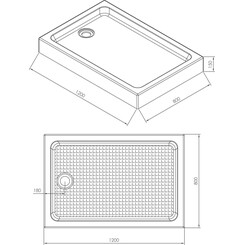 Душевой поддон Imprese s0941280S (120x80 см, с сифоном), фото 