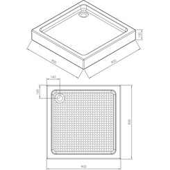 Душевой поддон Imprese s0949090S (90x90 см, с сифоном), фото 