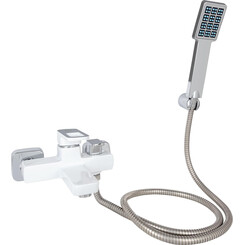 Смеситель для ванны Lidz Wawel 006 Chrome/White LDWAW006WHI45398 (хром/белый, с лейкой и шлангом), Цвет производителя: хром, белый, фото 